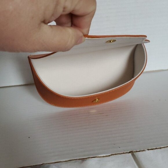 Tory Burch DESIGNER LOGO Orange Sunglasses Glasses Case VEGAN Leather - Picture 7 of 11